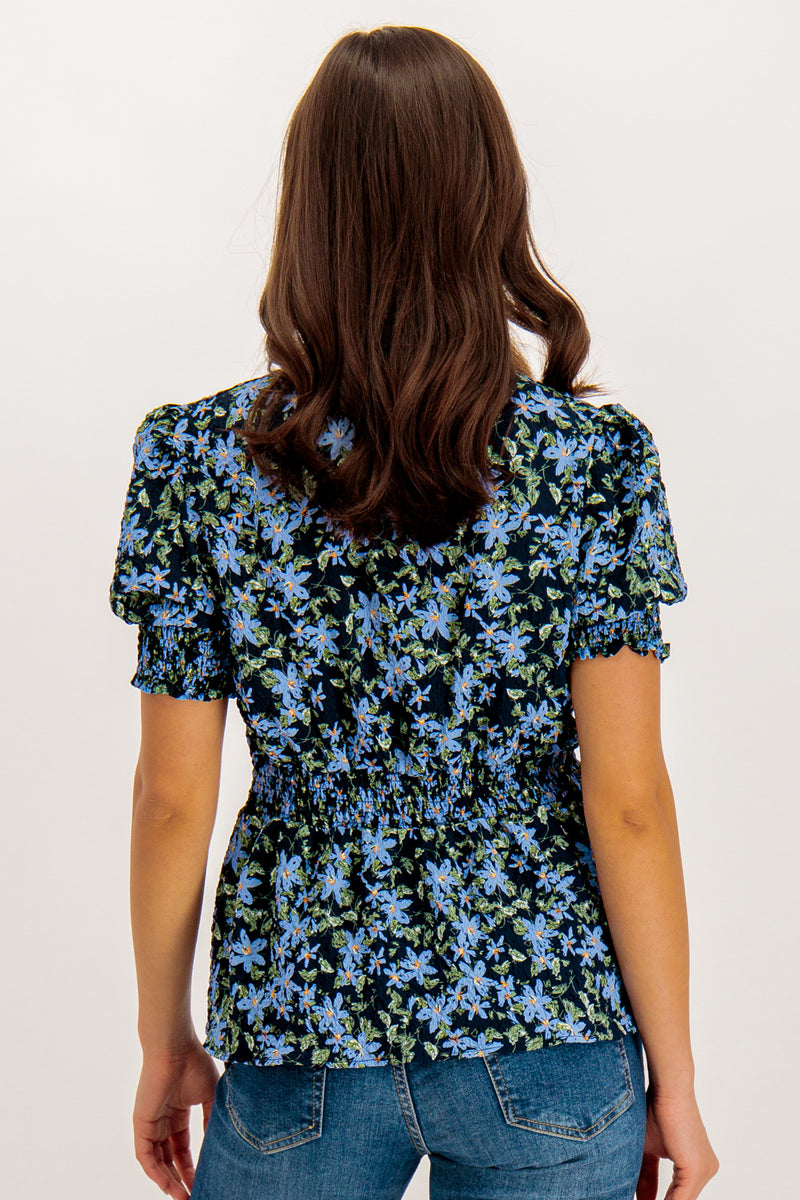 Erin Navy & Blue Floral Blouse