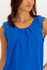 Siena Royal Blue Lace Sleeve Top