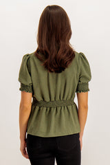 Erin Khaki Green Blouse
