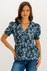 Erin Navy & Blue Floral Blouse