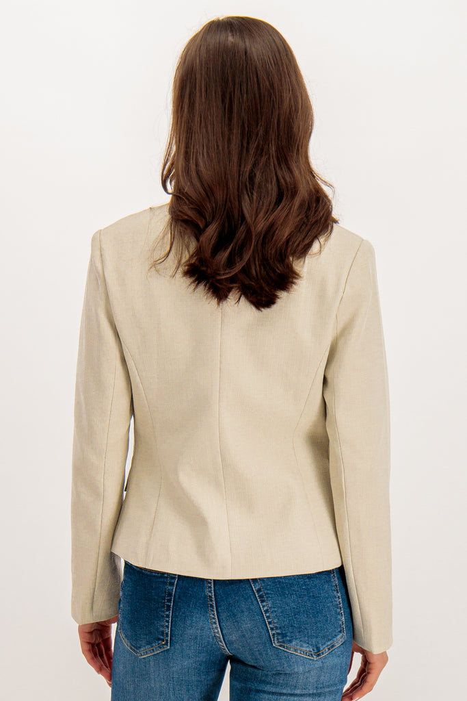 Joan Beige Button Cropped Jacket