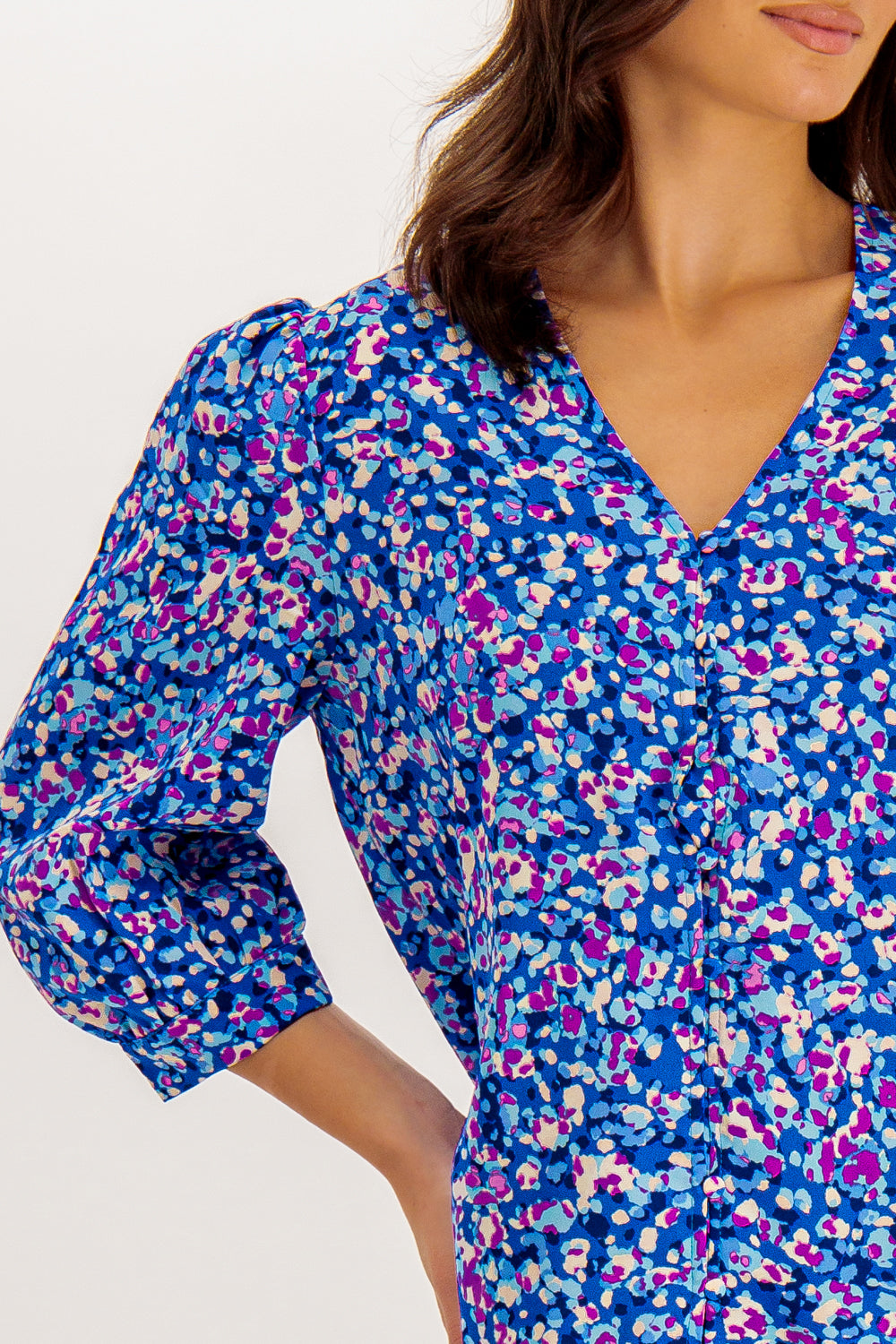 Danielle Blue & Purple Abstract Spot Print Blouse