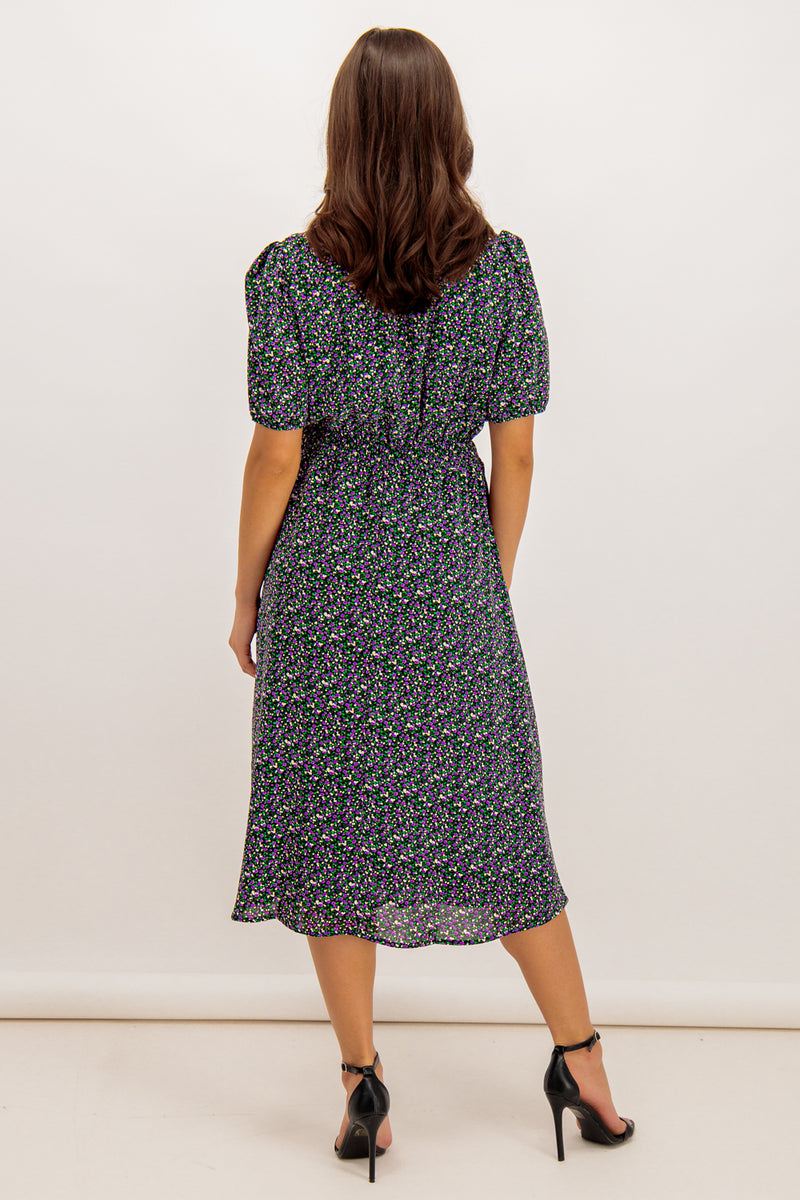 Delilah Lilac & Black Ditzy Floral Dress