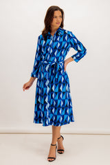 Perrie Blue Geo Shirt Dress