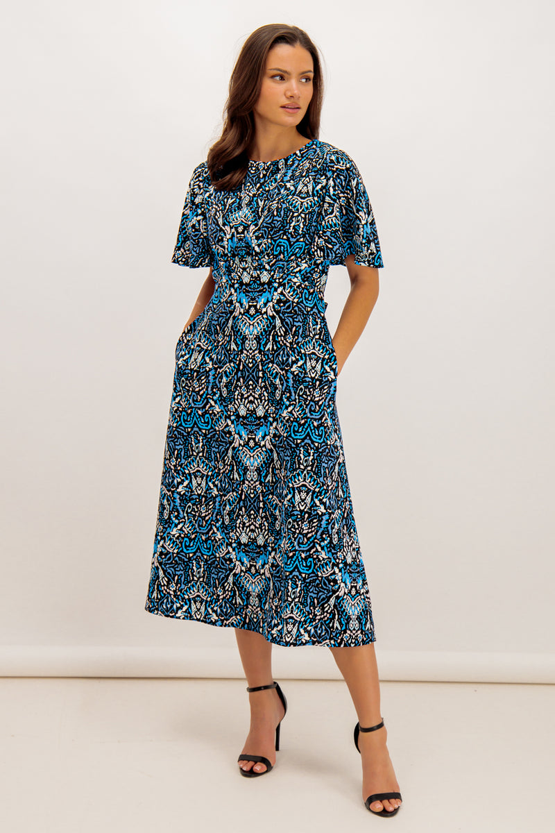 Black & Blue Aztec Printed Niko Dress