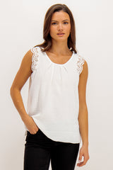 Siena White Lace Sleeve Top