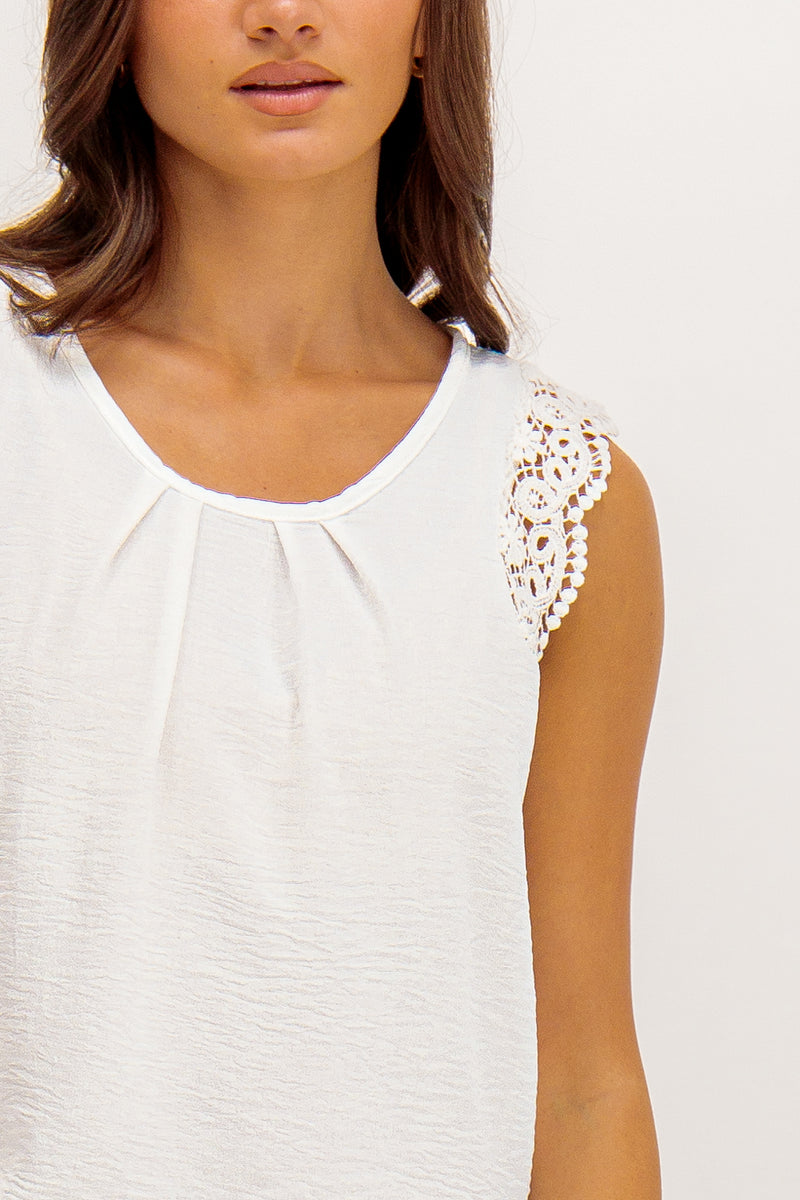 Siena White Lace Sleeve Top