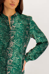 Avery Green Snake Print Blouse