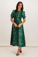 Aimee Green Snake Print Midi Dress