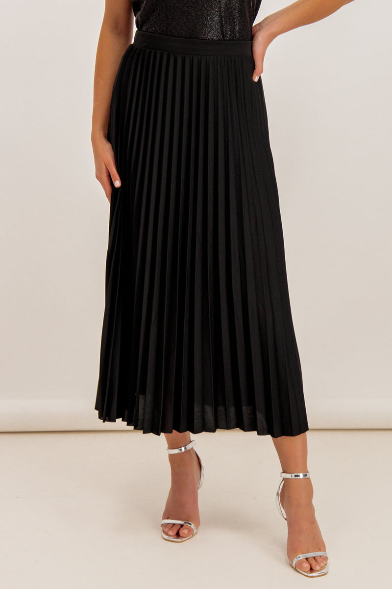 Melisa Black Plisse Midi Skirt