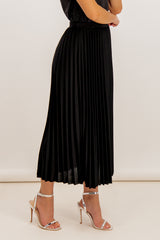 Melisa Black Plisse Midi Skirt