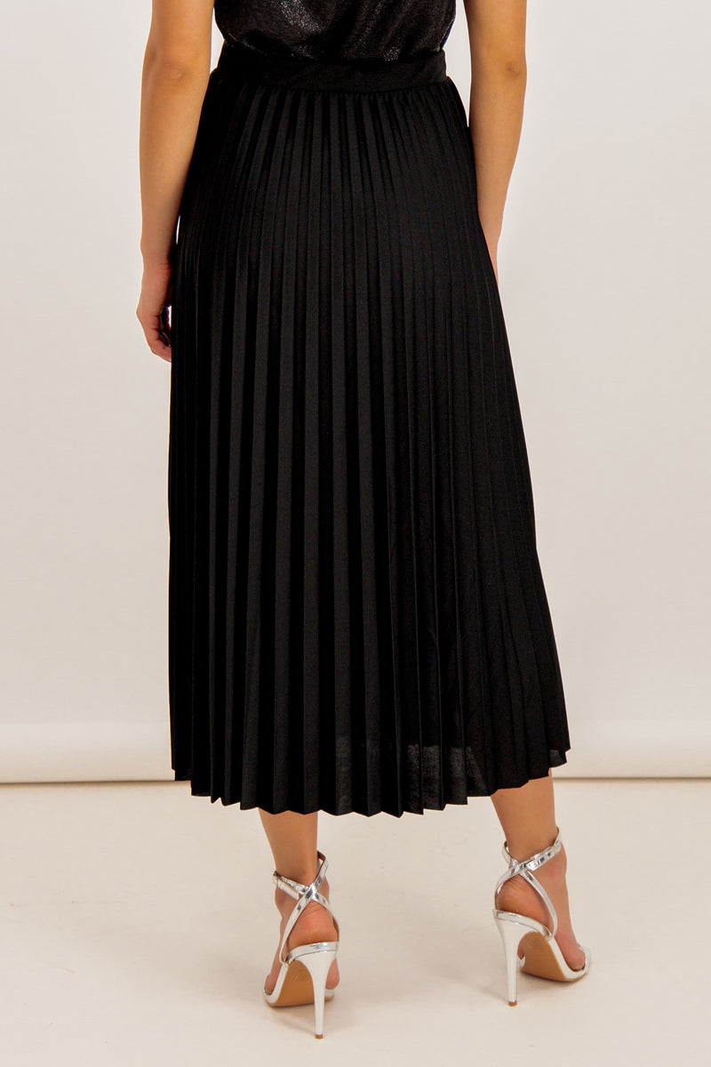 Melisa Black Plisse Midi Skirt