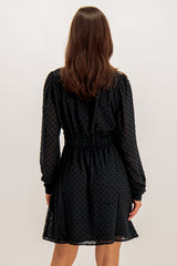Garnea V-Neck Spot Detail Mini Dress