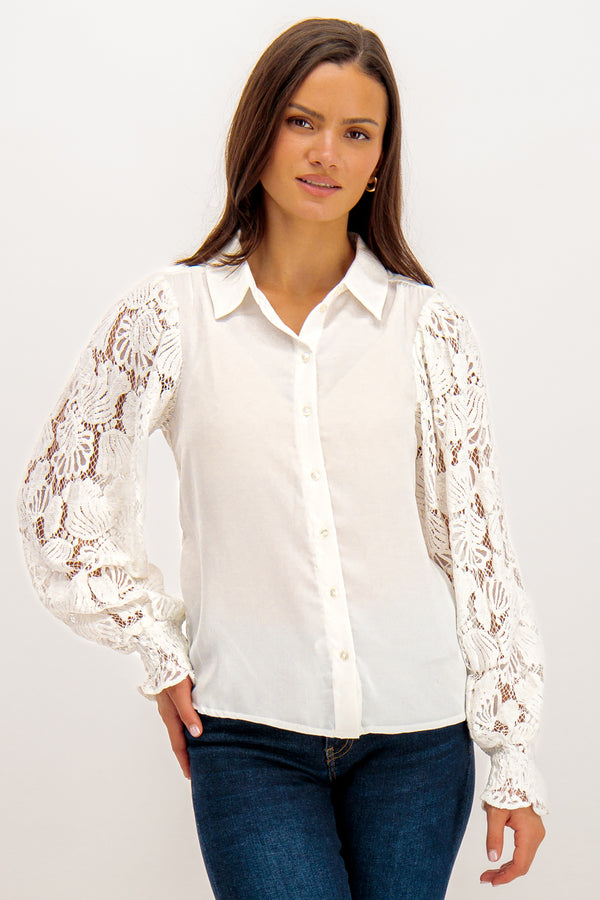 Caben White Lace Detail Shirt