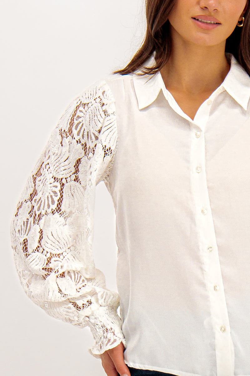 Caben White Lace Detail Shirt