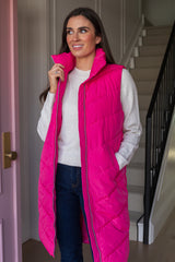 Finno Fuschia Long Padded Gilet