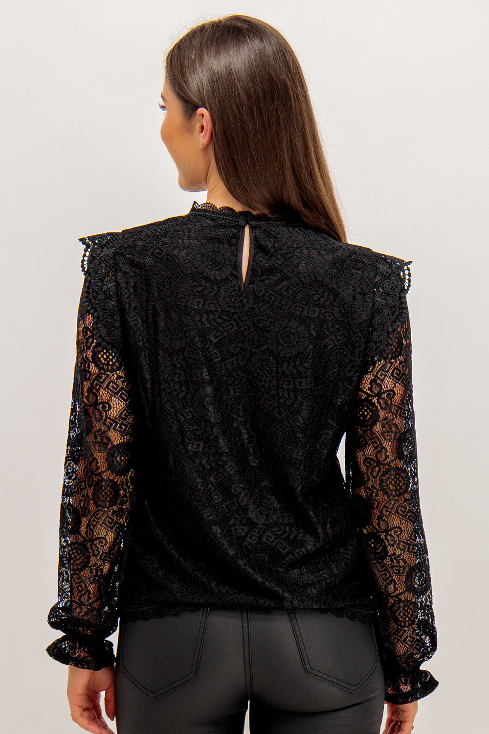  Black Lace Long Sleeve Top