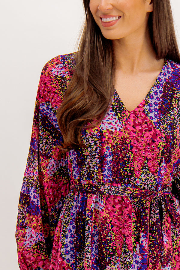 Star Purple Plisse Floral Mini Dress
