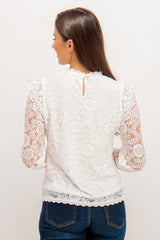 Colline White Long Sleeve Lace Top
