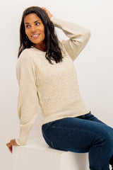 Leandra Pearl O-Neck Cream Knit