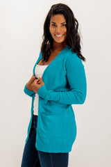 Dark Teal Viril Open Knit Cardigan