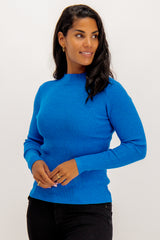 Spacy Lapis Blue High Neck Ribbed Knit