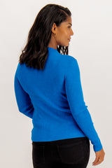 Spacy Lapis Blue High Neck Ribbed Knit