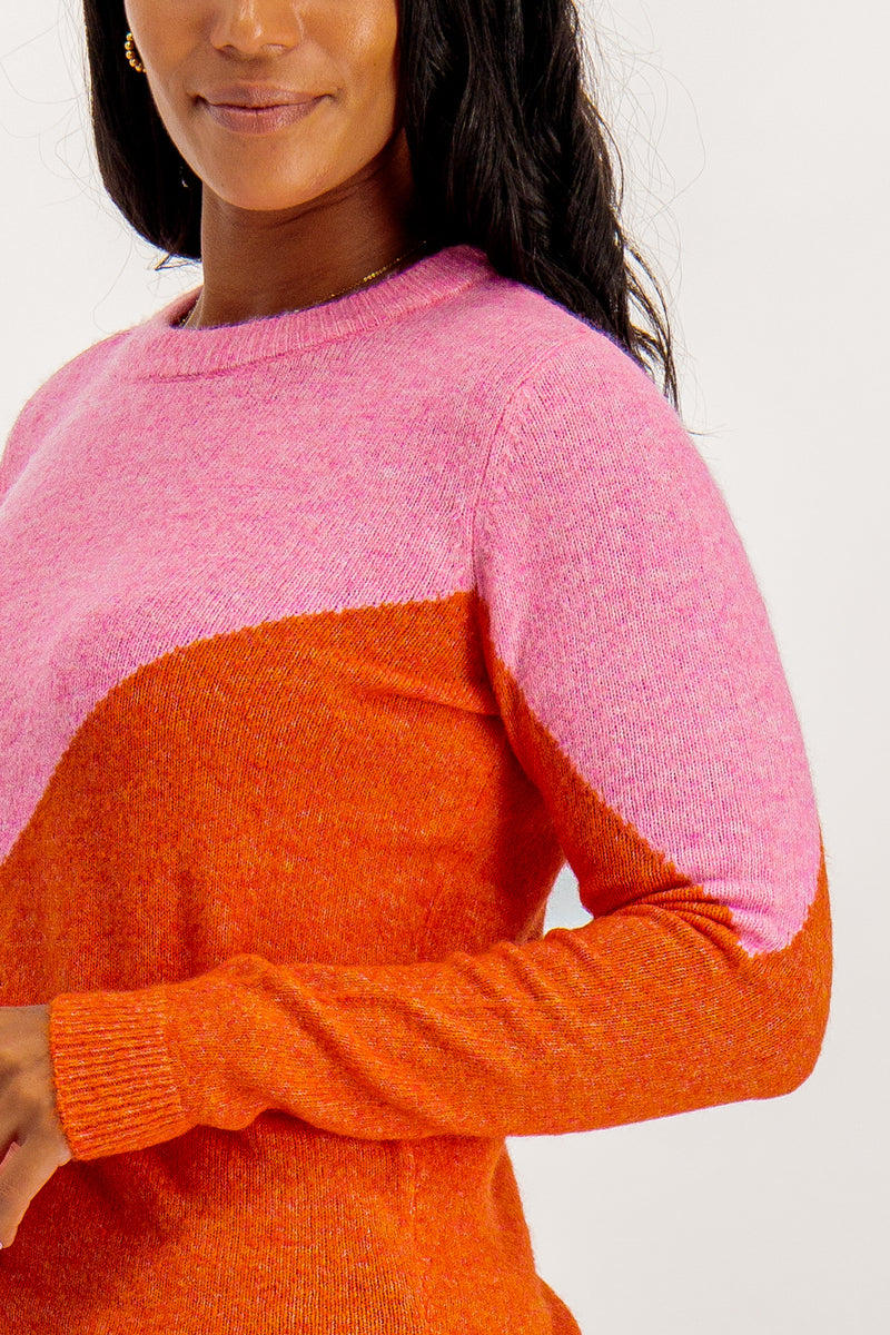 Plaza Pink & Orange Chevron Knit