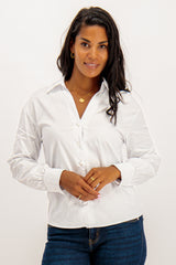 Layla White Pearl Button Up Shirt