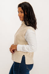 Tia High Neck Stone Zip Knitted Vest