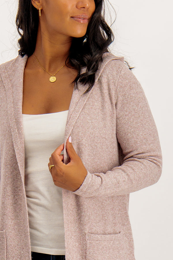 Doffy Hooded Cardigan Rose Melange