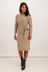 Elasta Brown Tie Detail Knit Dress