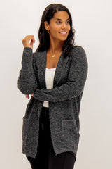 Doffy Hooded Cardigan Black Melange
