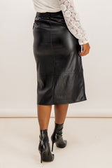 Kim Faux Leather Black Cargo Skirt