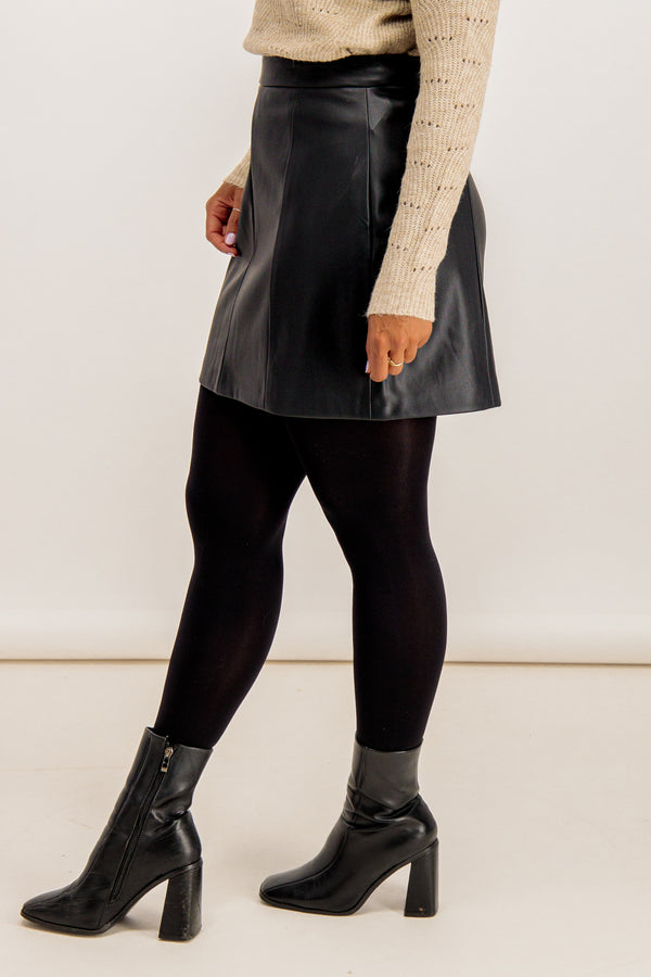 Miamai Black PU Short Skirt