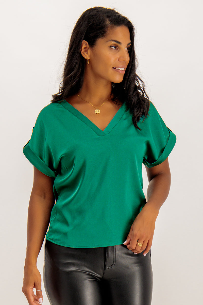 Carly Short Sleeve Green Top