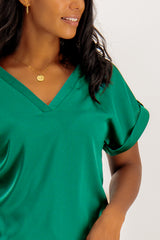Carly Short Sleeve Green Top