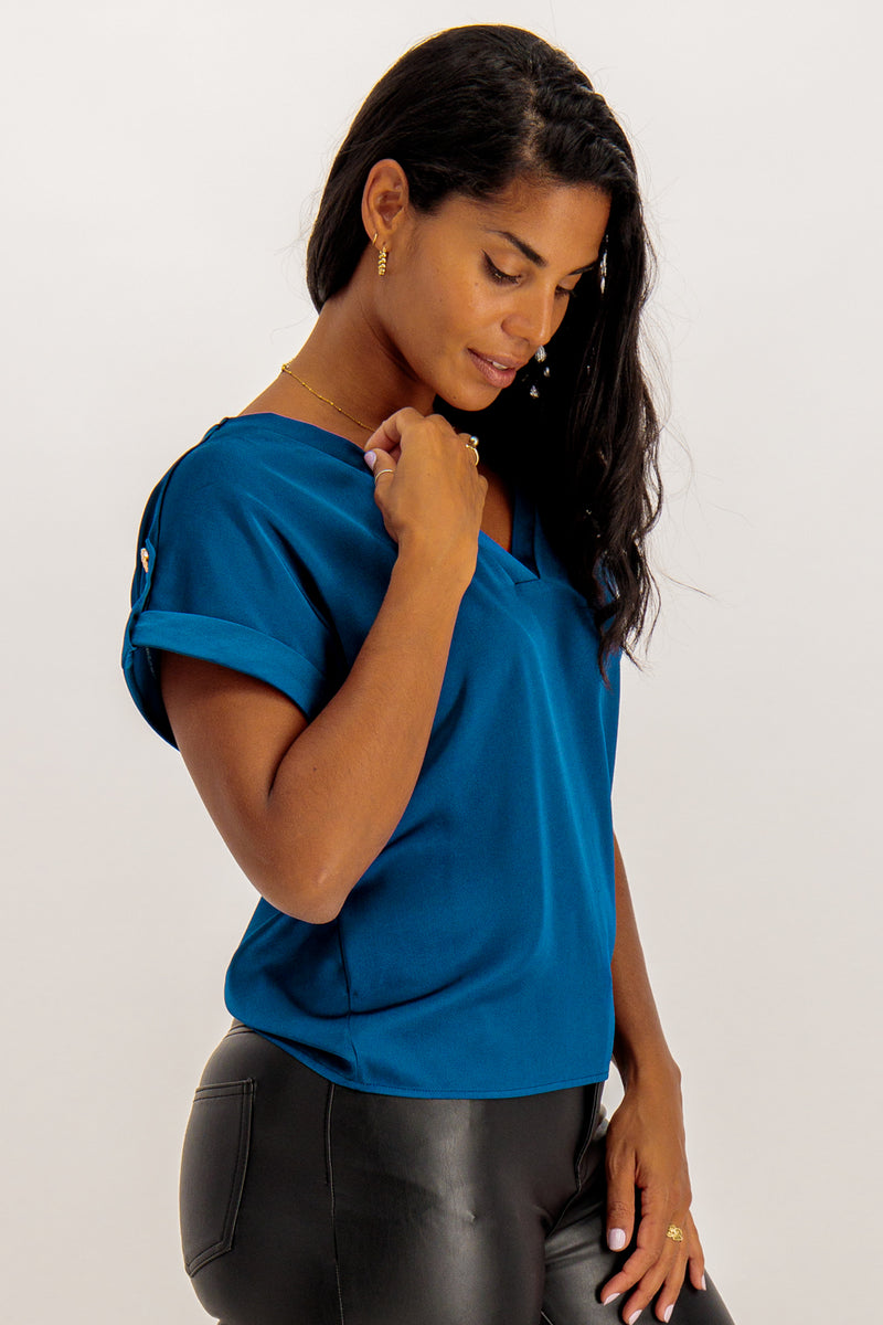 Carly Short Sleeve Teal Top