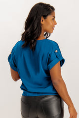 Carly Short Sleeve Teal Top