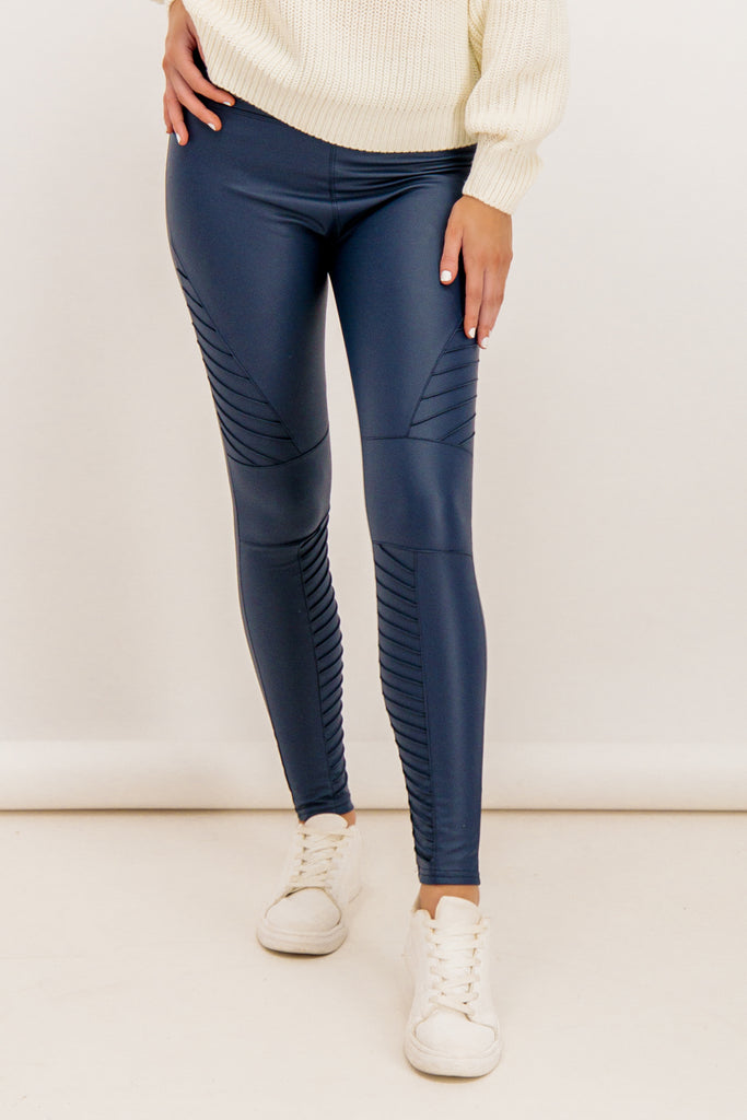 Buy Shiny Black Spandex Leggings With Jeans Back Pockets, by LENA