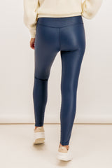 Navy Ribbed Biker Legging