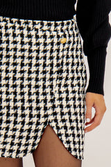 Paige Black & White Houndstooth Mini Skirt