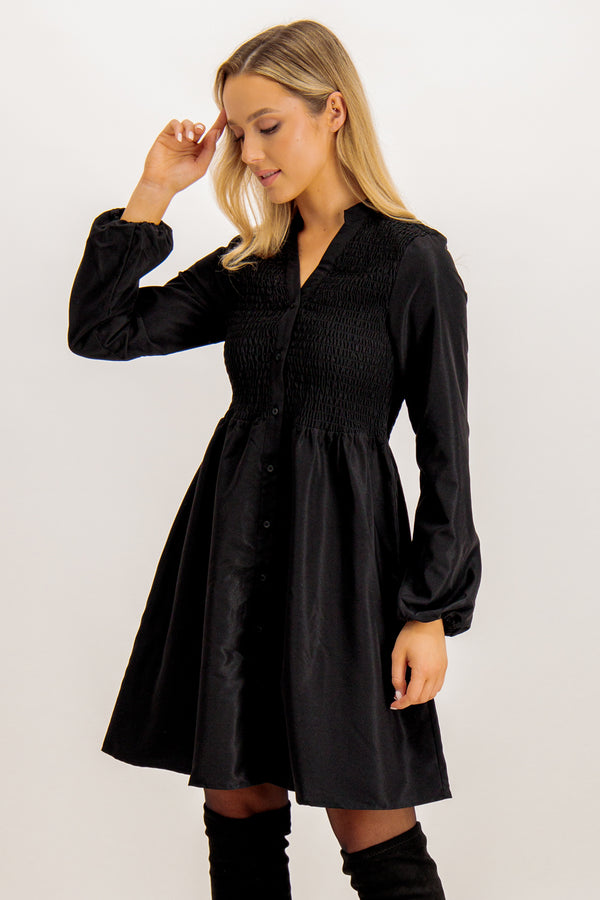 Aspen Black Smock Mini Dress