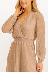 Mabel Gold Metallic Midi Dress