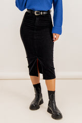 Lina Black Denim Midaxi Skirt