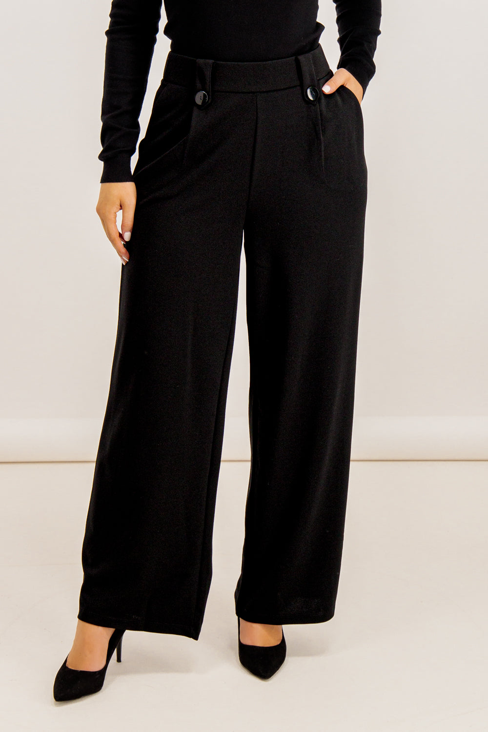 Sania Black Button Trousers
