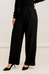Sania Black Button Trousers