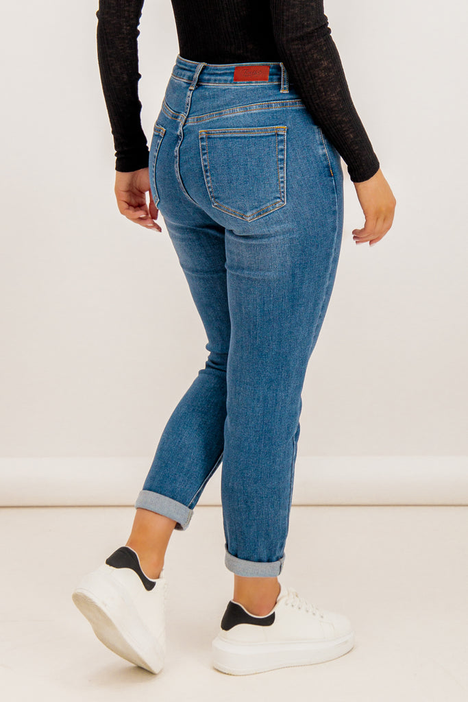 Toxic High Waisted Mid Wash Boyfriend Jeans