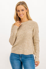 Lolli Taupe O-Neck Knit