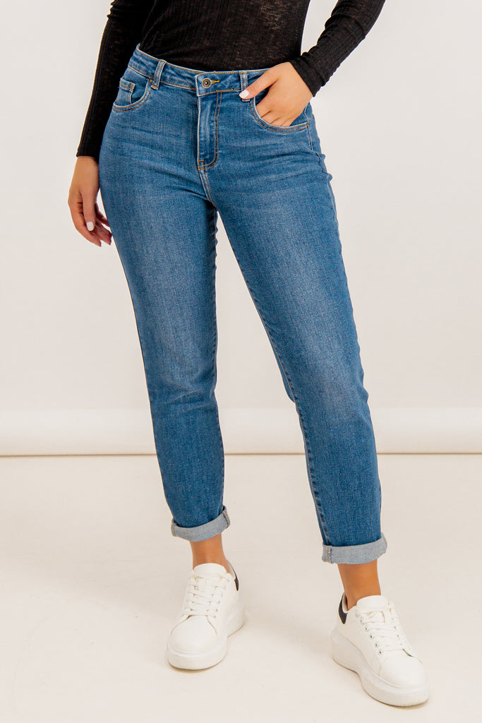 Toxic High Waisted Mid Wash Boyfriend Jeans